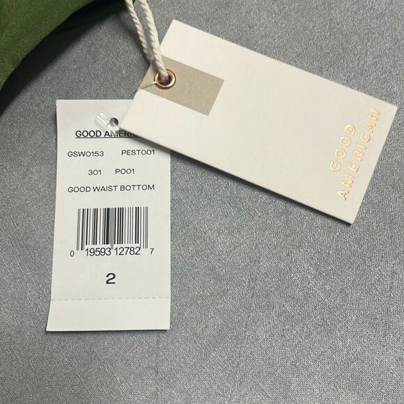 Good American 2 US Medium Good Waist Bikini Bottoms Olive Green NWT Cheeky - Picture 4 of 5